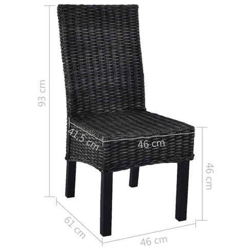 Swen Studio -  Dining Chairs 6 pcs Black Kubu Rattan and Mango Wood
